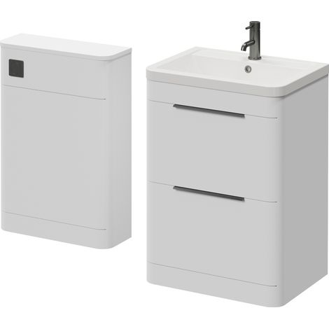 Oslo Gloss White 1150mm Vanity Unit Toilet Suite with Anya Basin - 1150mm - Gunmetal Grey 300mm Finger PullWithout Jubilee Toilet Pan