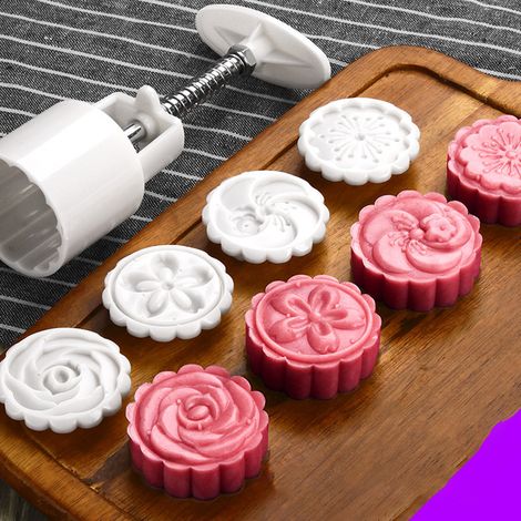 1 molde para pastel de luna, ABS apto para alimentos, con diseño, 50 g, utensilios para hornear, manual de instrucciones, Festival del Medio Otoño (1/5)