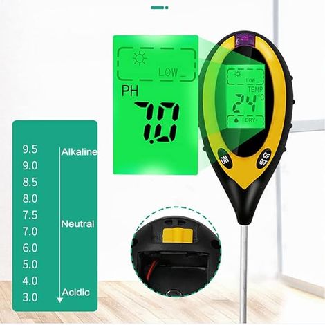 Analizador digital de suelos 4 en 1, probador de suelos multifuncional, intensidad de luz solar, valor de pH, humedad, temperatura, detector de siembra.