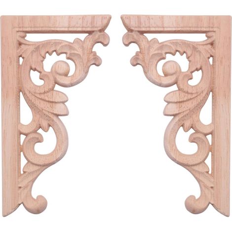 pièces d'applique d'angle en bois gauche + droite pour cadre mural de meuble --- (1/5)