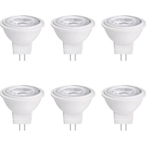 Ampoule LED MR11 GU4.0 à double broche, 3 W, 12 V AC/DC, spot LED basse tension, lumière blanc chaud 2700 K-3000 K, lot de 6