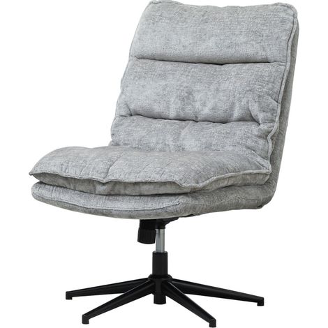 Silla de oficina giratoria tapizada en chenilla gris, regulable en altura, sin brazos HOMVRA (1/5)