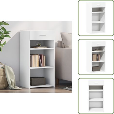 The Living Store Sideboard Weiß 45x42,5x93 cm Holzwerkstoff - Schreibtisch - Wohnzimmer Dekoration - Regal - Holz Sideboard - Weißer Schrank (1/5)