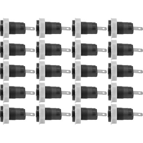 Lot de 20 borniers de terre noirs, type sécurité, 4mm, bloc terminal en cuivre soudé en spirale, 402 1KV 32A, douille banane, mise à la terre fiable. (1/5)