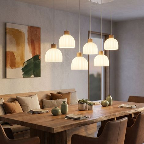 LED Hängeleuchte Pendelleuchte Esszimmerlampe 6-flammig Weiß Metall L 105 cm (1/2)