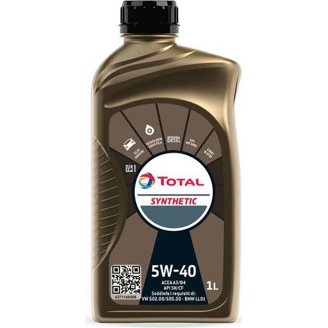 12 x OLIO LUBRIFICANTE TOTAL SYNTHETIC 5W40  1 L