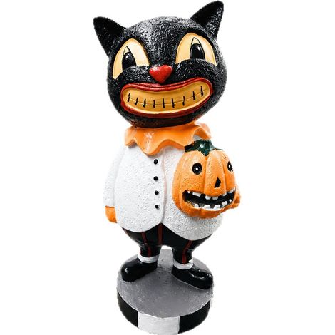 Figurine chat noir Halloween avec citrouille, décoration de table résine pour fête (1/3)