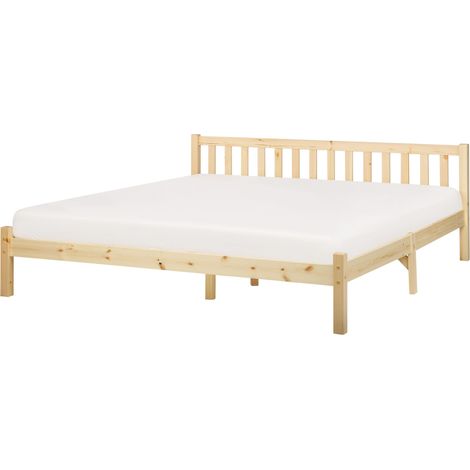 Bett mit Lattenrost Kiefernholz FLORAC 180 x 200 cm Hellbraun