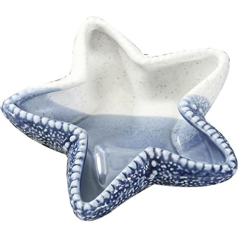 2pcs Plateau en Céramique en Forme d’Étoile de Mer Bleu, Vide-Poche Décoratif, Plateau à Bijoux, Cosmétiques, Clés et Petits Objets, Décoration Intérieure (1/5)