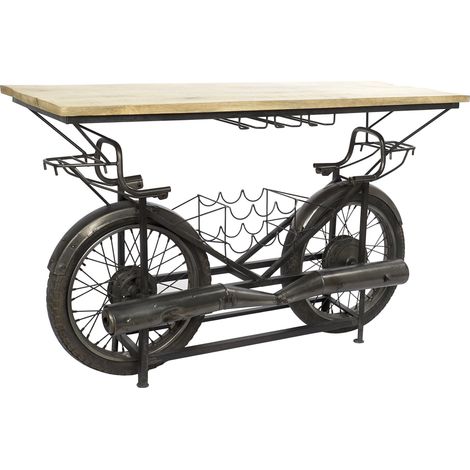 Table porte bouteille moto en métal avec 1 étagères - Largeur 155 x Hauteur 96,5 x Profondeur 56,5cm -PEGANE- (1/4)