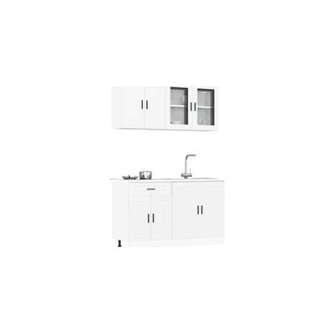 Ensemble d'armoires cuisine 4pcs Kalmar blanc bois d'ingénierie (1/5)