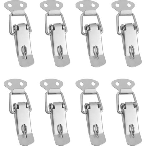 8 pièces fermeture à levier à ressort, loquet bascule en acier inoxydable argenté pour coffre, tiroir, armoire. (1/5)