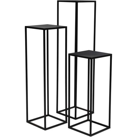 Piédestal métal 30 x 30 cm H 75 cm Int. carré haut noir mat - dimhaut: H 75 cm - couleur: Noir