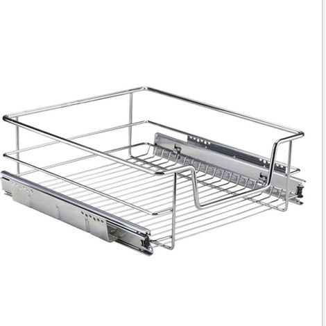 Haloyo – Panier de tiroir coulissant 56 cm – Grillage en acier chromé – Charge maximale 12 kg – Pour armoires de 60 cm