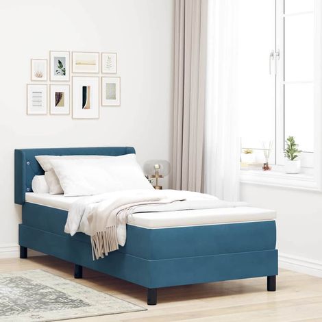 Boxspringbett mit Kopfteil Dunkelblau 200 x 90 cm Samt (1/5)