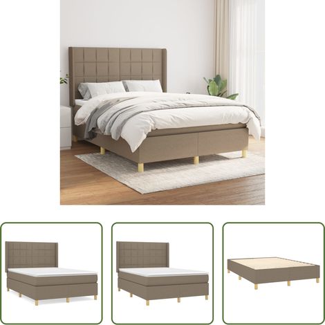 Boxspringbett mit Matratze Taupe 140x200 cm Stoff (1/5)