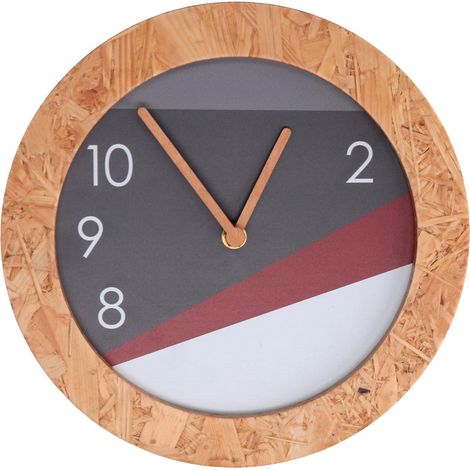 Orologio legno con bordo grigio tondo cm ø26h3