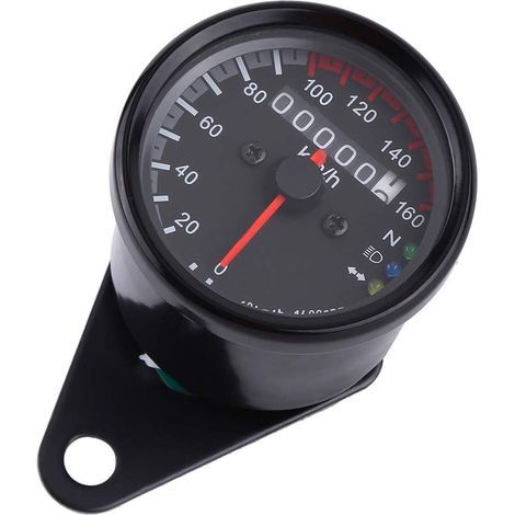 Compteur de vitesse de moto universel 12 V tachymètre jauge de vitesse rétroéclairage LED compteur kilométrique de moto numérique, noir(Noir) (1/5)