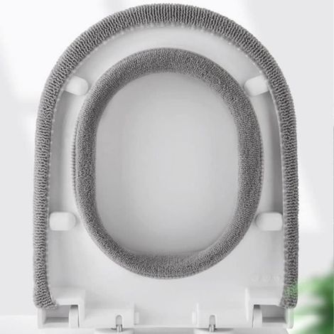 Coussin Abattant WC - Universel - Peluches Douces - Blanc - Accessoires de Salle de Bain (1/4)