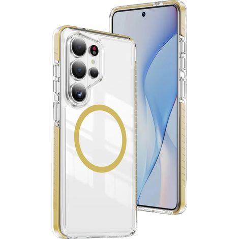 Étui de chargement sans fil magnétique transparent (jaune, Galaxy S25 Ultra) pour Samsung (1/5)