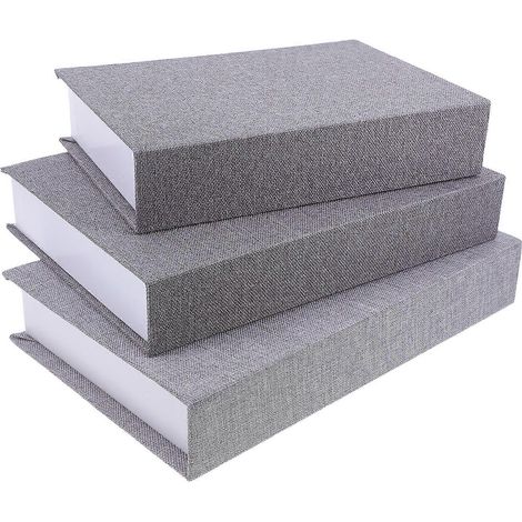 Ensemble de 3 boîtes de rangement décoratives multifonctionnelles imitation livre, gris foncé (1/5)