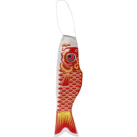 1 Manche à air Koi Nobori, Drapeau carpe en satin, Décoration extérieure japonaise rouge 70cm (1/5)