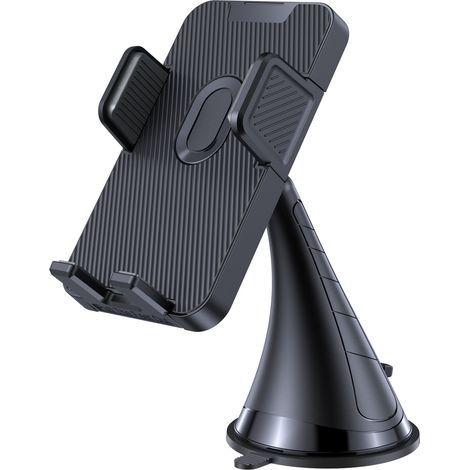 Suction Cup Car Phone Holder, 360° Rotation, Jaw-Shaped Mount Compatible with All Smartphones Up to 6 Inches, Samsung/Huawei/Xiaomi/Apple