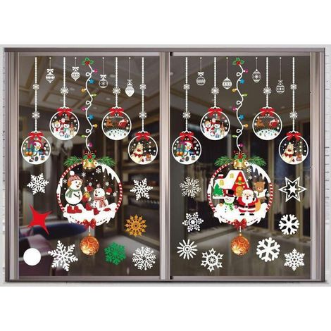 Sticker Fenêtre Noël - PVC Statique Réutilisable Sans Colle - Double Face - 50 x 32 cm - Lot de 1 (1/3)