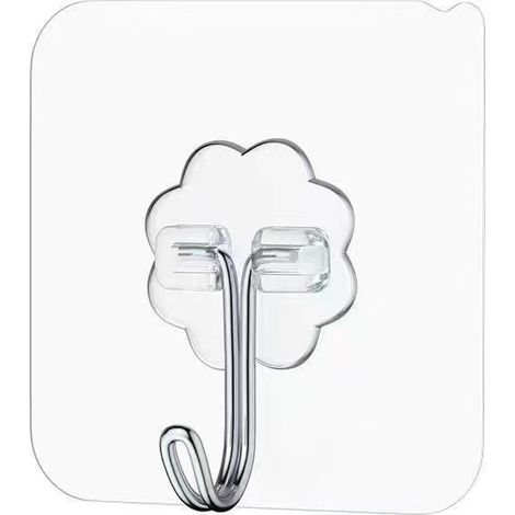 Gancho adhesivo de pared transparente autoadhesivo de 15 kg (máx.) para colgar toallas en el baño, la cocina y el techo (20 unidades). (1/5)