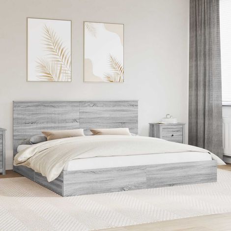 Storage Bed Grey Sonoma 200 x 200 cm Engineered Wood vidaXL (1/5)