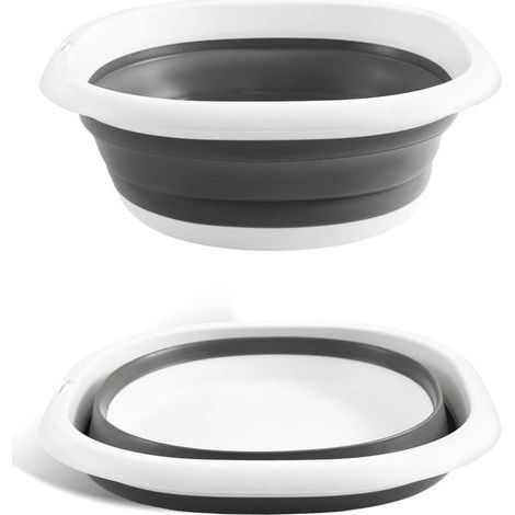 Bassine Pliable, Bassine Retractable Lavabo Pliable Multifonction en Silicone, Bol à Vaisselle Ronds Pliable Cuvette Peu Encombrant pour Voyage Camping et Cuisine, 5 L (1/5)