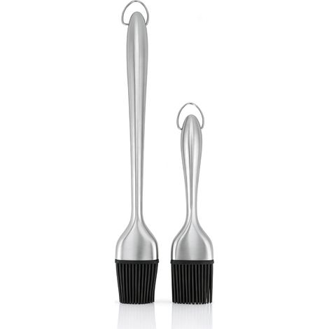 2 pièces pinceau à badigeonner, pinceau à sauce en acier inoxydable à long manche brosses en silicone têtes brosses à huile grillades cuisson barbecue pâtisserie (1/5)
