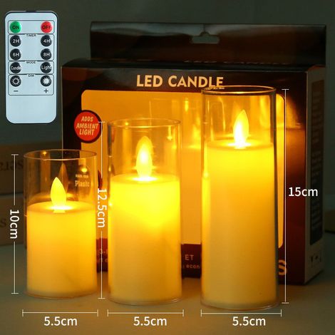 3 Bougies Électroniques LED à Effet Flamme Dansant-Pour Décoration Noël, Anniversaire,Mariage-Ambiance Chaleureuse-Couleur Blanc Chaud (1/4)