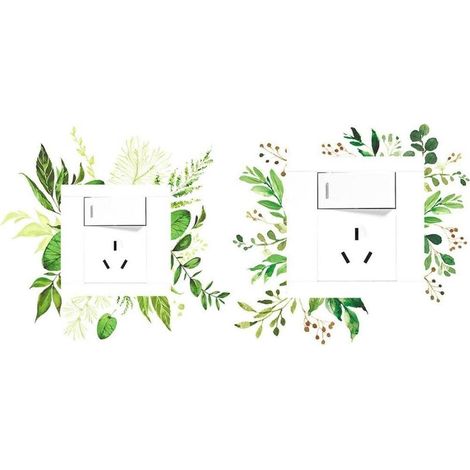 Feuille Verte Interrupteur Autocollant 2 Pièces Amovible Plante Lumière Interrupteur Décor Décalcomanies Bricolage Mur Art Autocollants