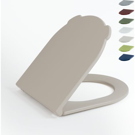 AquaWise Abattant WC Forme D COURT 43 cm - Siège de Toilette Compact en Duroplast - Fixation par le Haut - Chute Amortie et Déclipsable