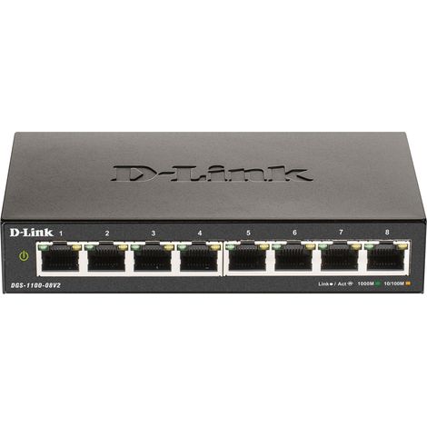 D-Link DGS-1100-08V2 Géré L2 Gigabit Ethernet (10/100/1000) Noir (1/3)