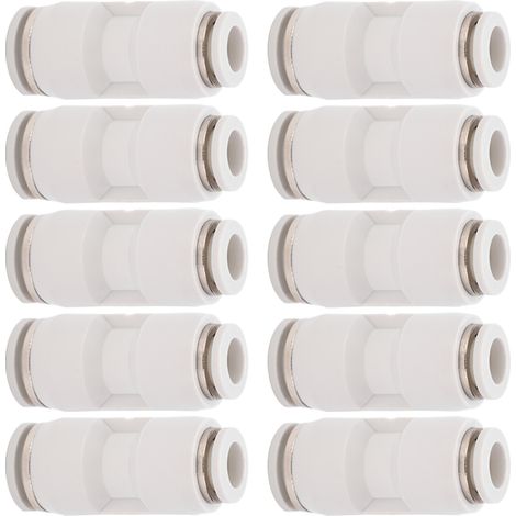 Raccord réducteur droit rapide 10 pièces, réducteur de tuyau pneumatique, raccord de tube blanc PG8-4, connecteur air comprimé, embout mâle, kit de 10. (1/5)