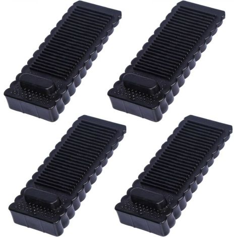 [NIEMALS VERWENDET] Set mit 4 schwarzen, rutschfesten und langlebigen Türstoppern (9,5 x 4 x 1,4 cm), stapelbar, geeignet für alle Bodenarten