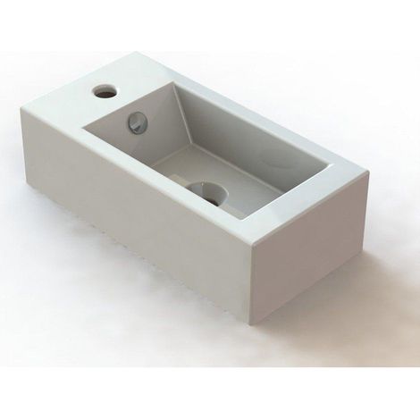 Nemo Spring Vigo petit lave-mains 250 x 500 x 145 mm porcelaine blanc rectangulaire pré-percé trou de robinet à gauche avec trop-plein