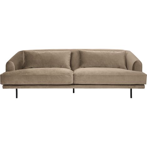 Canapé 4 places en velours pieds droits en métal - Beige - WINSEN (1/5)