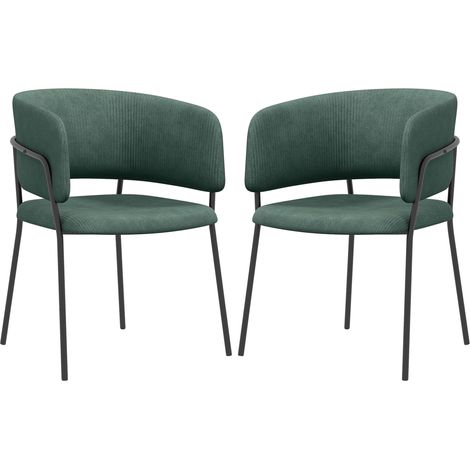 Set 2 Sedie Stile Moderno 57x53x73 cm in Velluto e Acciaio Verde (1/5)