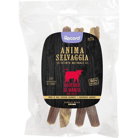 Anima Selvaggia snack essicati per cani esofago di manzo 6 Confezioni x 50g cad. (1/2)