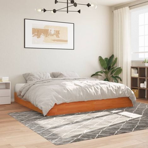 Bed Frame without Mattress Wax Brown 180x200 cm Super King Solid Wood Pine vidaXL (1/5)