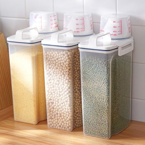 3 seaux en plastique transparents scellés, céréales ménagères et autres conteneurs de stockage (1/5)