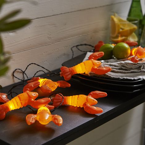 Star Trading Guirlande lumineuse Crayfish Party, écrevisses, orange, minuterie, blanc chaud, extérieur, 2,1 mètres