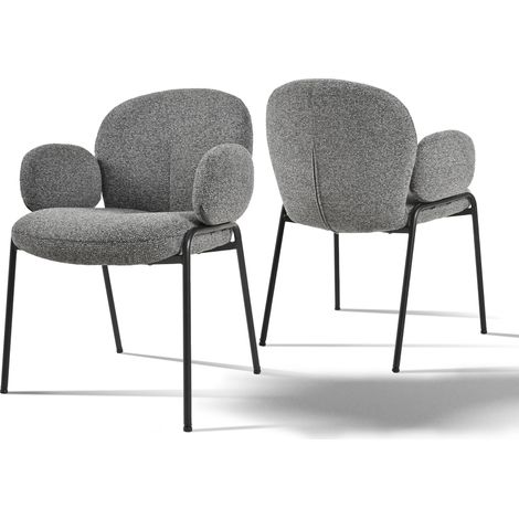 Goeurvant Sedie Eleganti con Schienale Curvo e Piedini Regolabili, Stile Scandinavo - Set di 2 - Grigio scuro