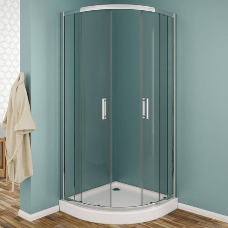 Box doccia semicircolare con profili cromo vetro temperato trasparente 6mm H190 - 90x90 (1/5)