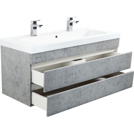 Badmöbel Talis 120 Doppelbadmöbel SoftClose beton mit grifflosen Schubladen (1/4)