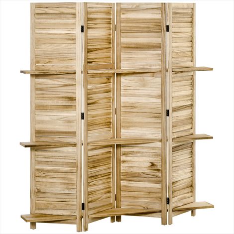 Décoration murale Séparateur de pièce 4 panneaux avec 3 étagères (1/5)