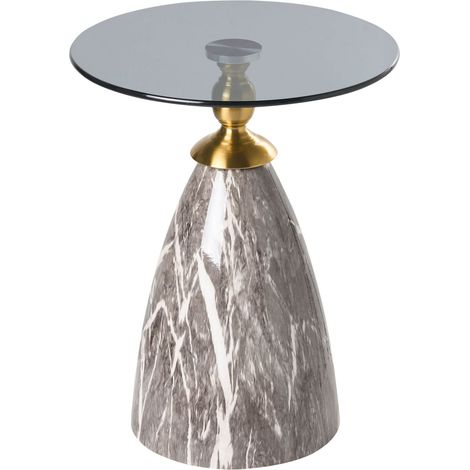 Side Table CADY Tempered Glass Black Marble (1/5)